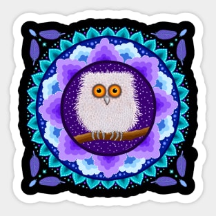 Fluffy Baby Owl Mandala Sticker